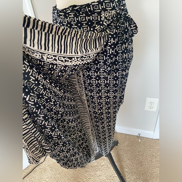 VINTAGE STYLEWORKS BLOCK PRINT ADJUSTABLE SARONG WRAP SKIRT - Picture 5 of 8